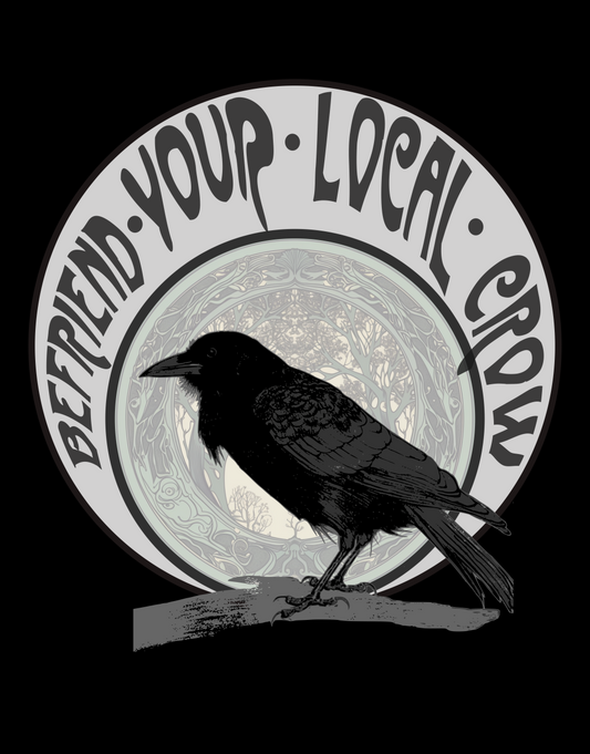 Befriend Your Local Crow Art Nouveau Unisex Short Sleeve Tee - Dark Fern Tees