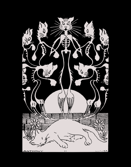 Nine Lives Art Nouveau Cat Unisex Short Sleeve Tee - Dark Fern Tees