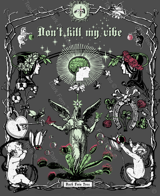 Don't Kill My Vibe Collage Art Nouveau Unisex Jersey Short Sleeve Tee - Dark Fern Tees